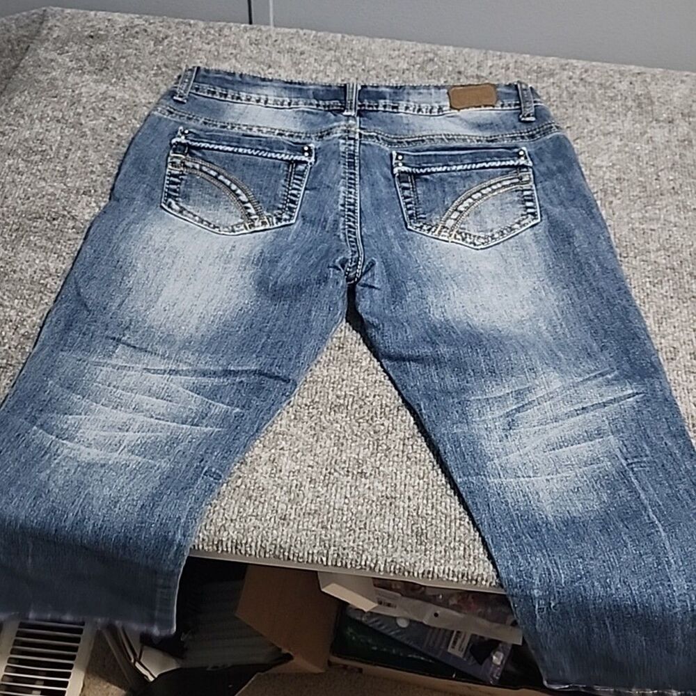 1st Kiss Denim Capri Jeans Womens Juniors Size 5 Blue Cropped Pockets Casual - Picture 3 of 14